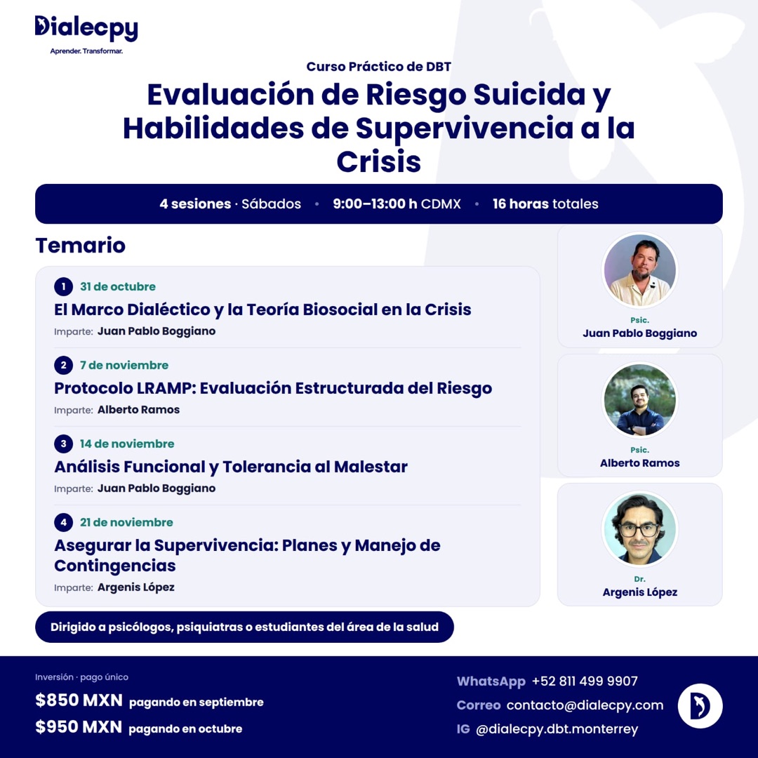 Curso Práctico de DBT: Evaluación de Riesgo Suicida y Habilidades de Supervivencia a la Crisis